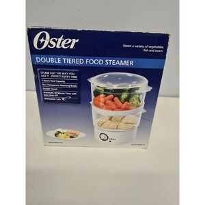 NEW Oster Double Tiered Food Vegetable Steamer 5 Qt Transport Bowls CKSTSTMD5-W